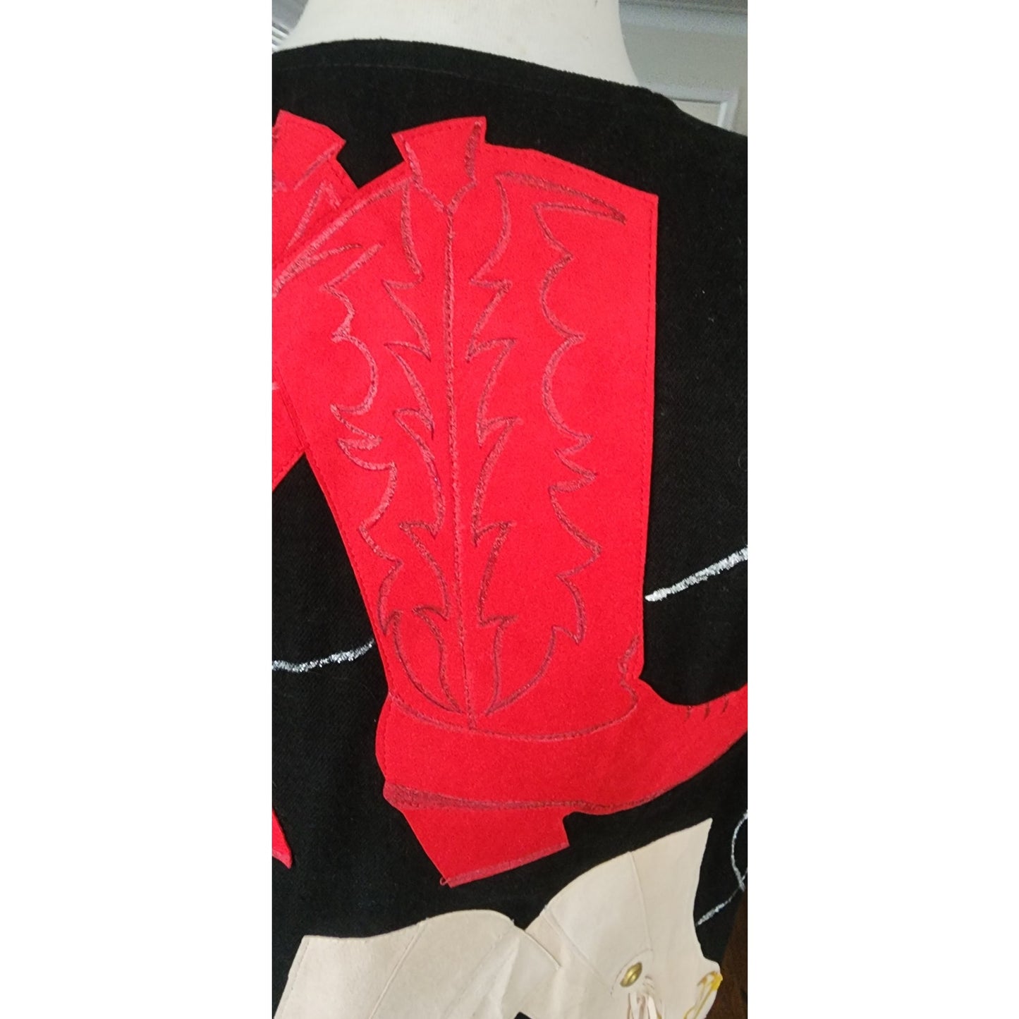 Vintage Womens Vest "Hooked On Country" Cowboy Boots Horse Equestrian Applique / Large