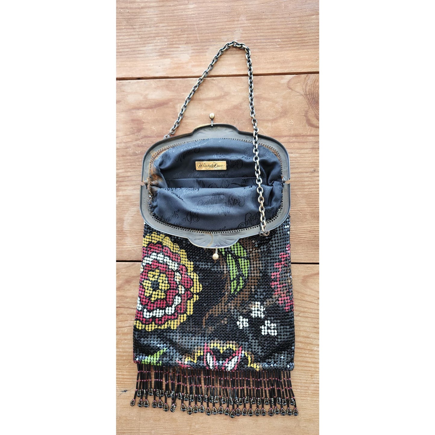 Vintage 20s Style Whiting Davis Art Nouveau Bag Flapper Purse Mesh Floral