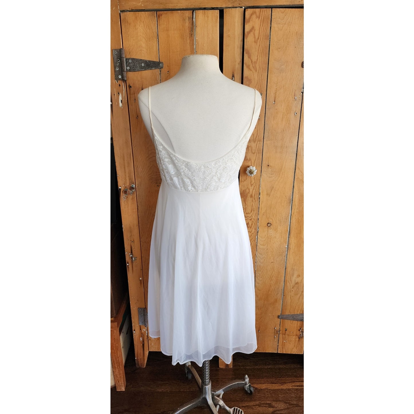 Vintage 50s Peignoir White Nylon Robe + Slip Dress Vanity Fair