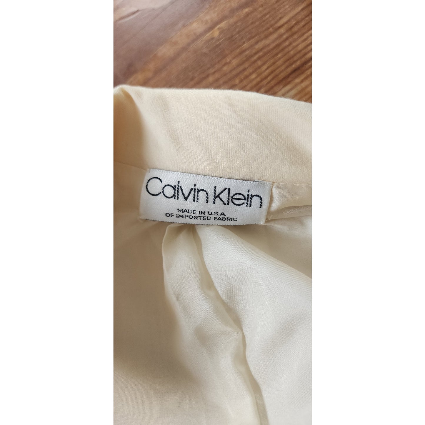 Vintage 80s Calvin Klein Blazer Cream Wool Double Breasted