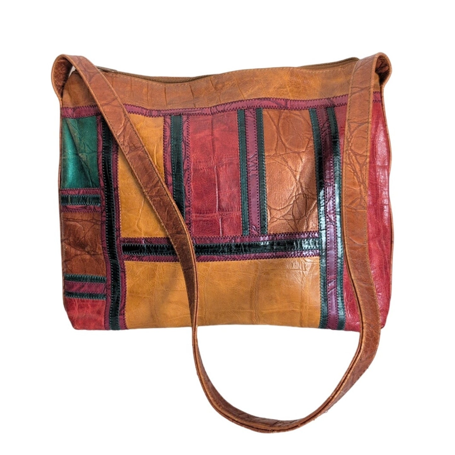 Vintage 80s Shoulder Bag Patchwork Leather Carlos Falchi