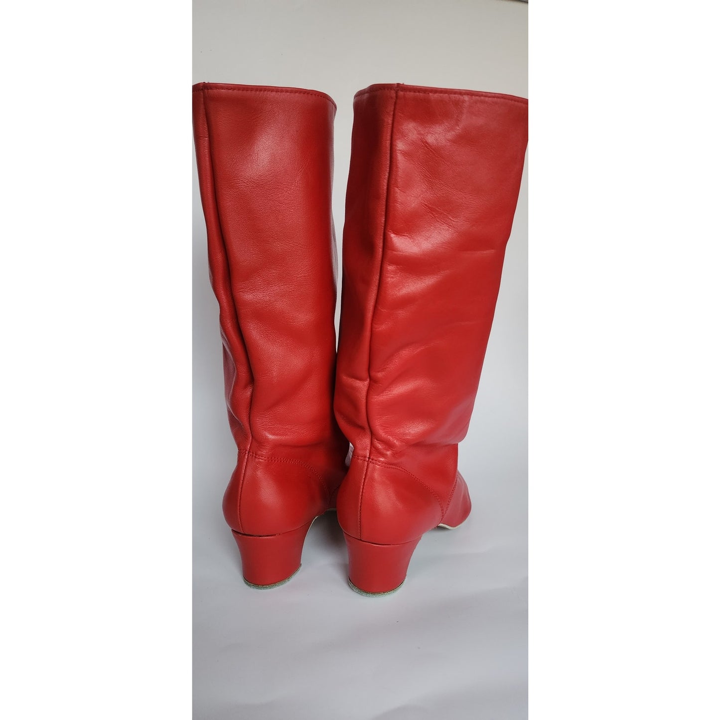 Red Leather Boots Ukrainian Choboty Traditional Dance Ethnic Folk Costume Ladies Size 41 / US 10
