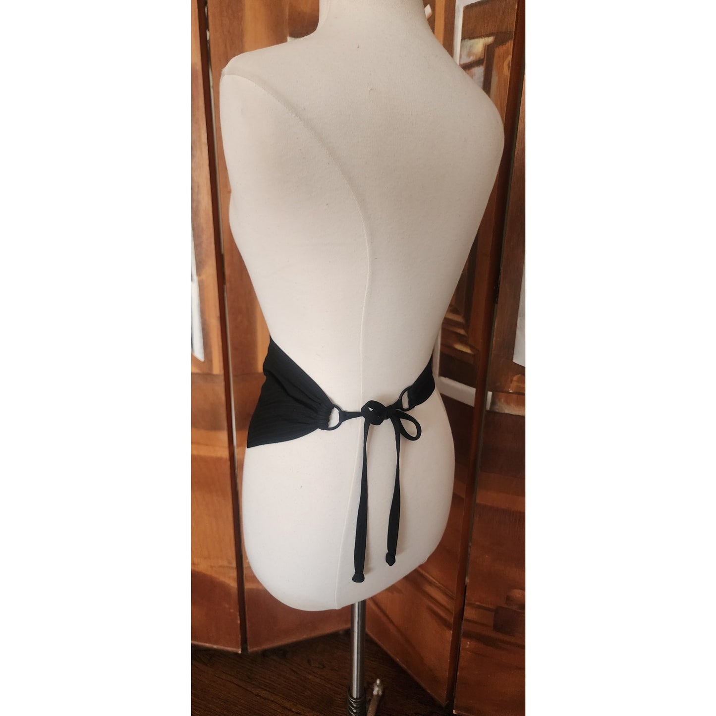 Vintage 1980s Jean Muir Belt Black Fabric Sash Wrap Tie Asymmetrical