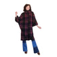 Vintage 1990s Purple Wool Plaid Poncho Cloak Coat Cape w/Scarf