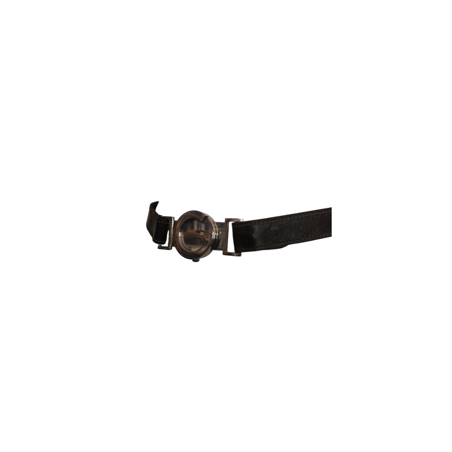 Vintage Archival TOM FORD Y2K Gucci GG Logo Belt Brown Leather Chrome Buckle