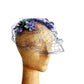 Vintage 50s Bes-Ben Hat Blue Crystal Floral Crown Fascinator w/Veil