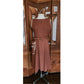 Vintage 40s Belted Day Dress in Brown & White Trim Unusual Double Pocket Design by Dawncrest