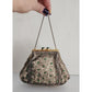 Vintage 30s Beaded Evening Bag Green Rhinestone Scrollwork