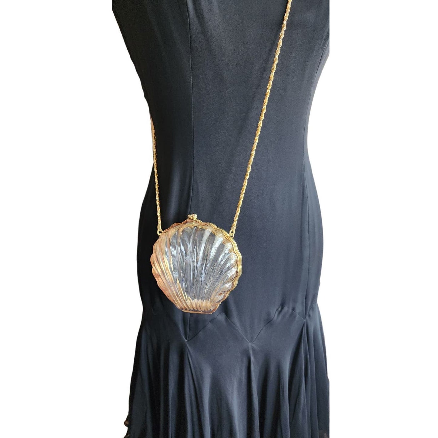 Vintage 50s Seashell Bag Clear Lucite Walborg