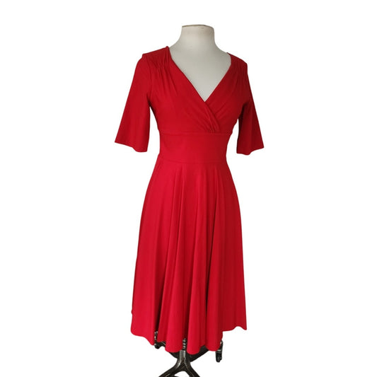 COLLECTIF Trixie Doll Swing Dress Retro Red 50s Style Rockabilly Dancing / M