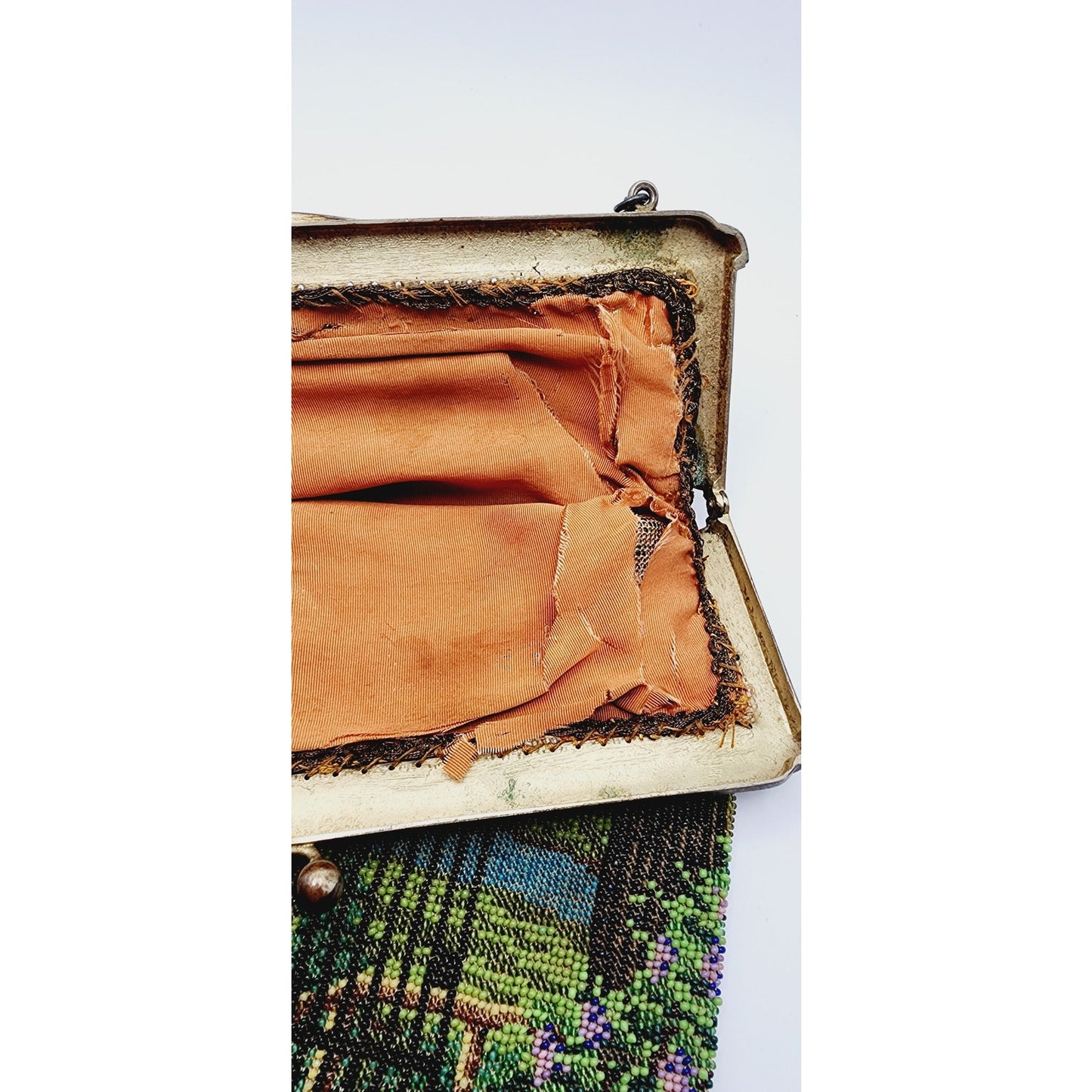 Vintage 20s Beaded Bag Pictorial Landscape Scene