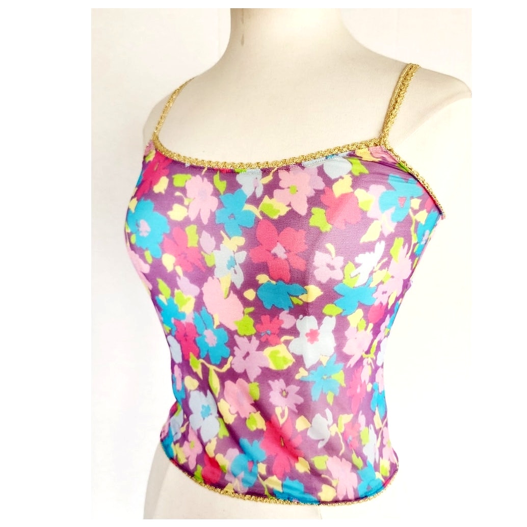 Vintage Dolce Gabbana Tank Top Sheer Floral Y2K 2000s