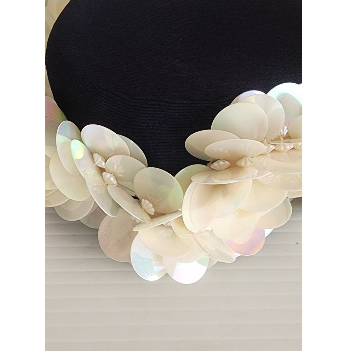 Vintage 50s Bes-Ben Hat Black w/White Platic Flowers Fascinator