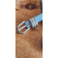 Vintage 1990s Brighton Belt Baby Blue Tooled Leather Silver Charms Waist 28