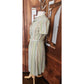 Vintage 40s 50s Pastel Green Blue Striped Day Dress w/Pocket & Belt Short Sleeves