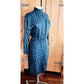 Vintage 80s Liz Claiborne Button Down Dress Green Blue Print