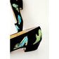 Vintage 90s Black Suede Pumps Green Shoes Embroidery J Renee 7.5