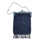Edwardian Beaded Evening Bag Navy Blue Glass Microbeading
