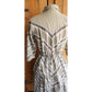 Vintage 50s Gray Dress Chevron Strip Plaid Print  / Medium