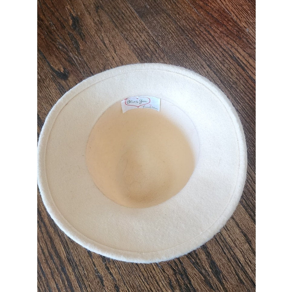 Vintage 1960s Mod Hat Cream Wool Soft Fedora Frank Olive