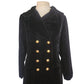 Vintage 1960s Black Velvet Opera Coat Double Breasted Gold Buttons