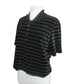 Vintage 1990s Sonia Rykie Velourl Top Black Gray Striped Short Sleeve Knit Polo Shirt
