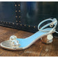 Frances Valentine BEATRIX Sandals Shoes Mary Janes Silver Rhinestone 5 1/2