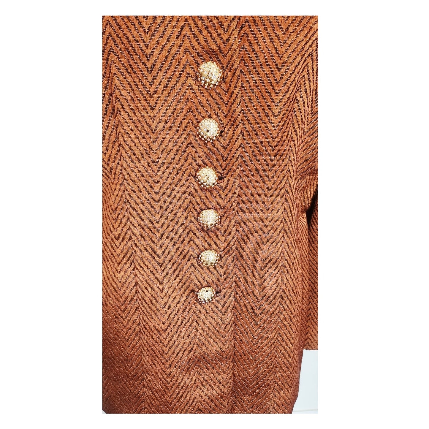 Vintage Copper Orange Blazer Paola Quadretti Valentino Tissus Silk Wool Blend