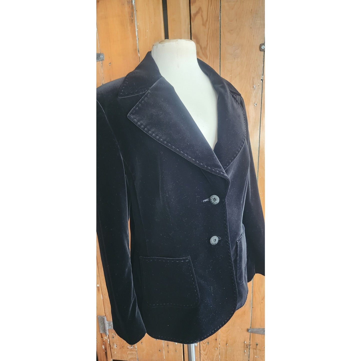 Vintage Escada Blazer Black Velvet Jacket / 44