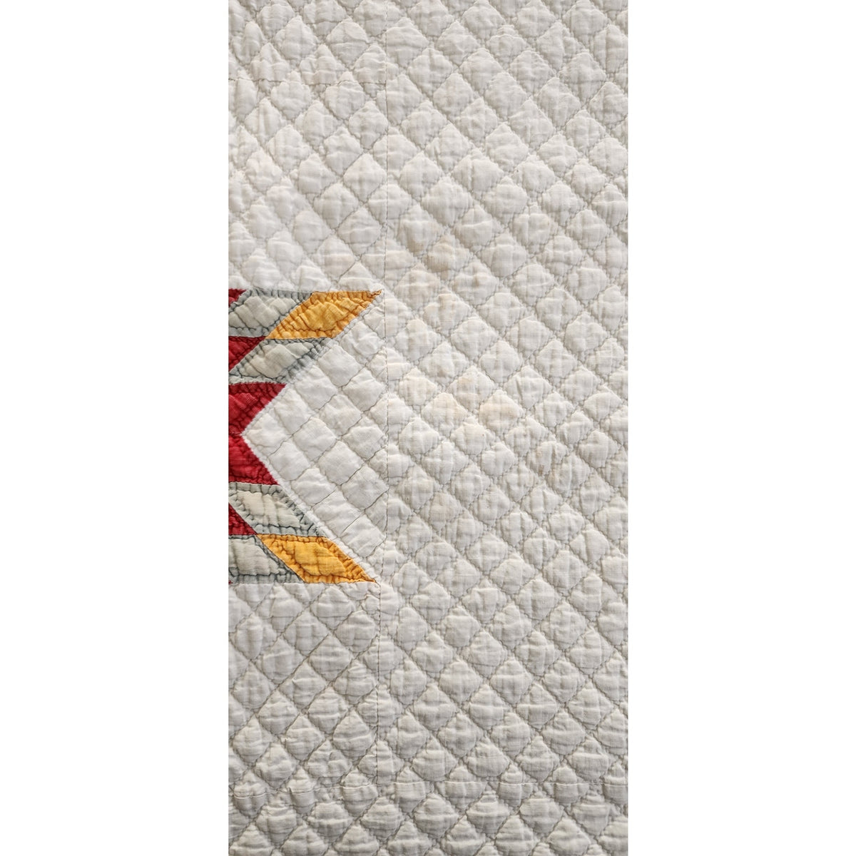 Antique American Quilt 1800s Star Of Bethlehem Cotton Turkey Red Cheddar Yellow on Ivory