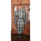 Vintage 1980s Thierry Mugler Dress Plaid Linen w/ Fringe Wrap Style Midi
