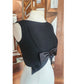 Vintage 60s Black Shell Dressy Top w/Large Satin Bow / Medium