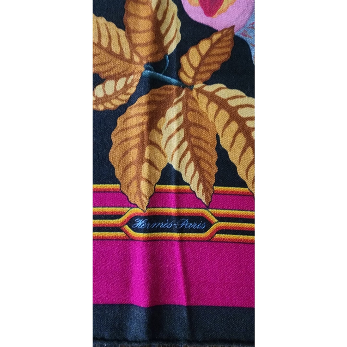 Vintage HERMES Scarf Les Perroquets Cashmere Silk Parrots Birds Orange Yellow Carre Foulard Joachim Metz