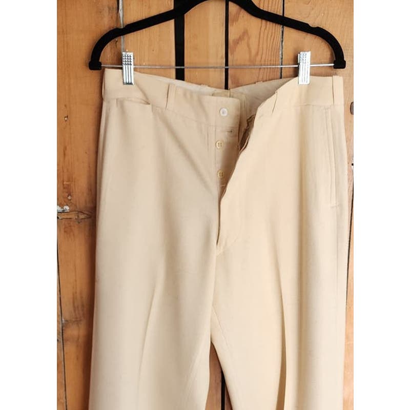 Vintage 30s Mens Pants Slacks Cream Wool 30x30