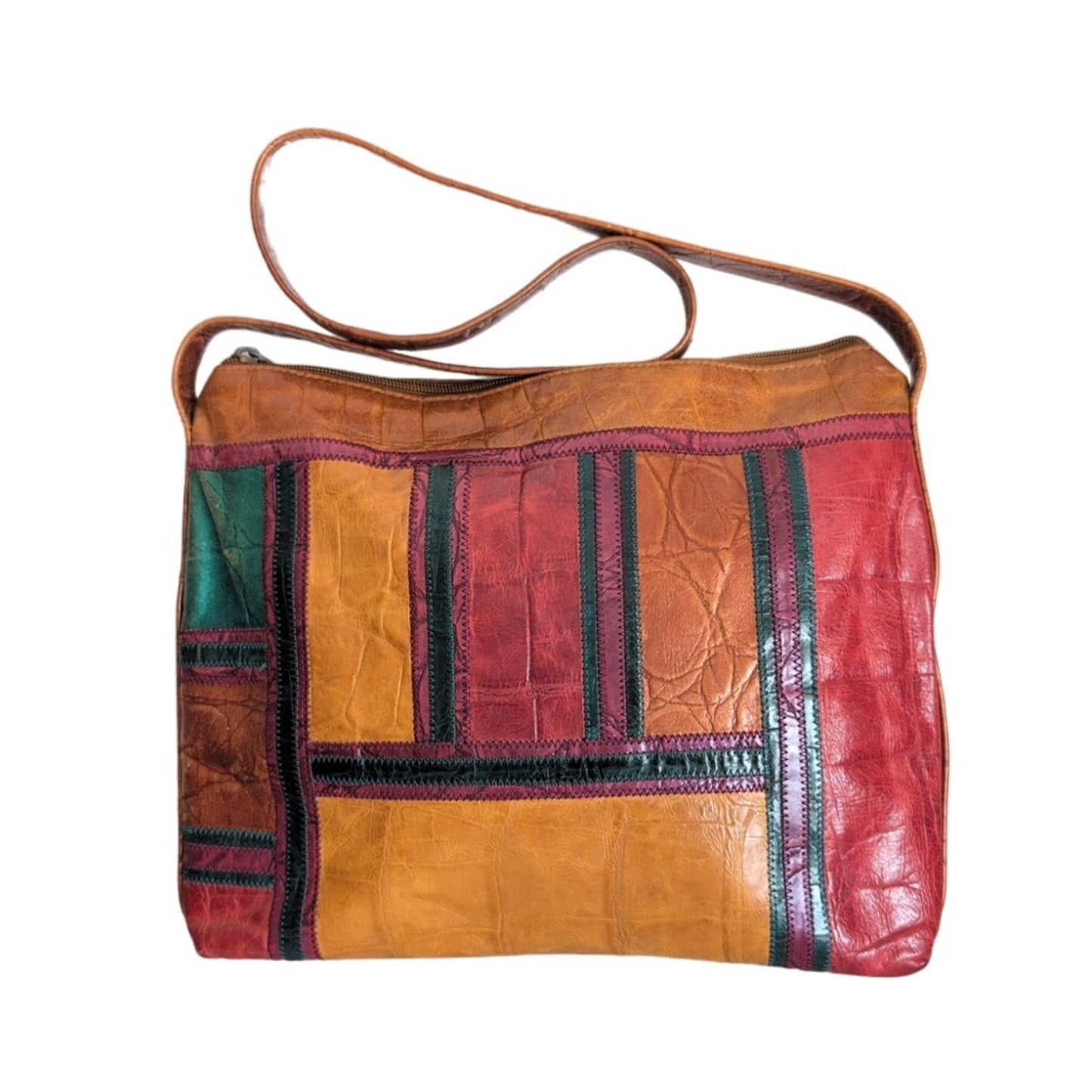 Vintage 80s Shoulder Bag Patchwork Leather Carlos Falchi