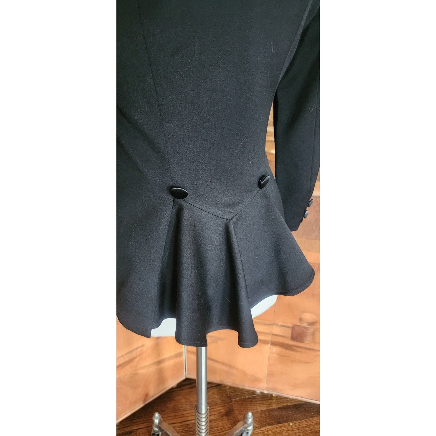 Vintage 90s CLAUDE BERT Black Blazer Tuxedo Tailcoat Fishtail Jacket Satin Lapel