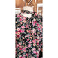 Vintage 80s UNGARO Silk Floral Print Dress Necktie Sash Button Down Front