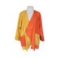 VTG 90s Duster Jacket Silk Yellow Orange Colorblock Blazer Victoria March Chicago