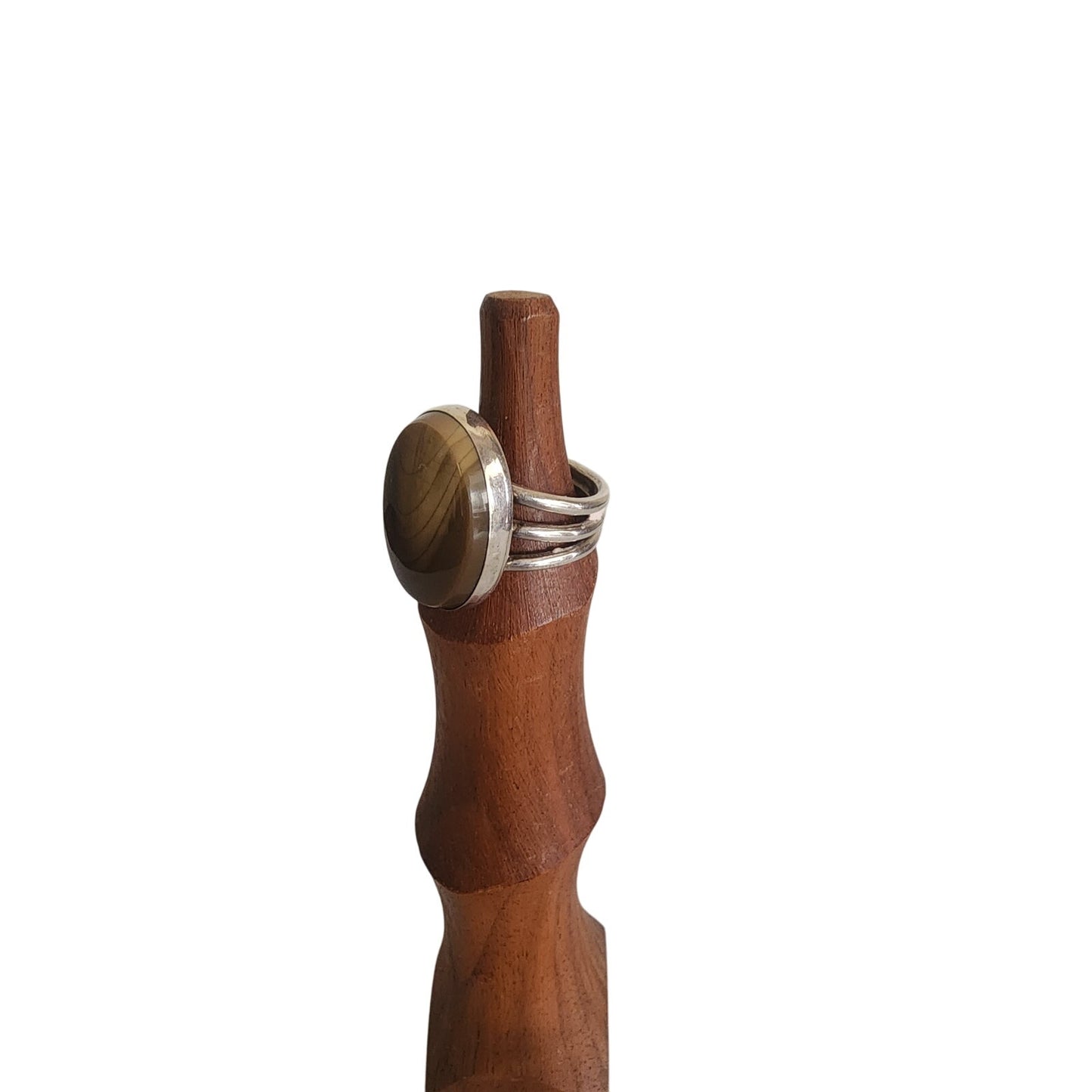 Vintage Large Topaz Ring Sterling Silver Band Size 8