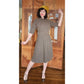 Vintage 40s Day Dress Textured Belted Brown Olive Green Kabro of Houston