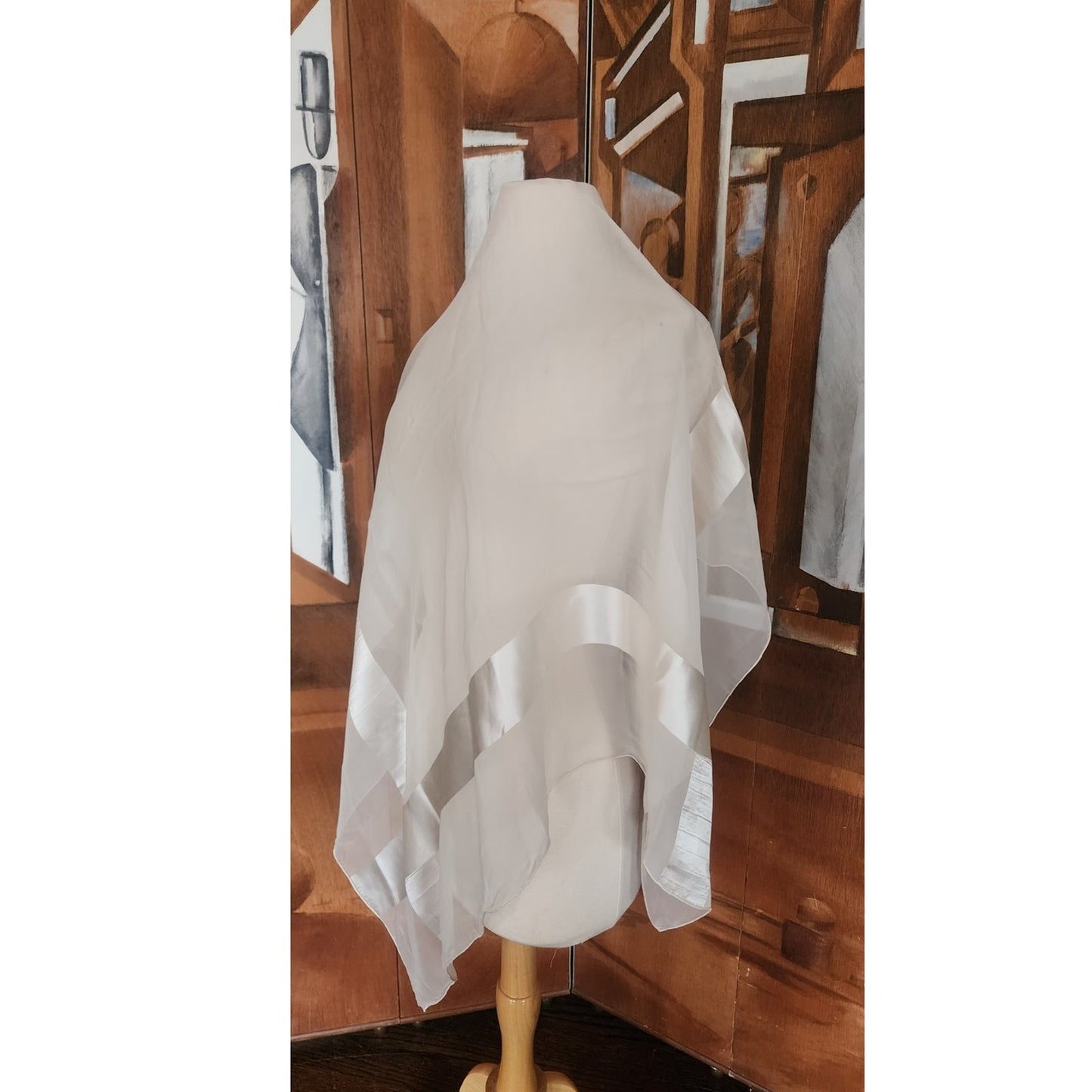 Vintage 50s Christian Dior COLIFICHETS Scarf Square Cream Silk Rare Archival Design