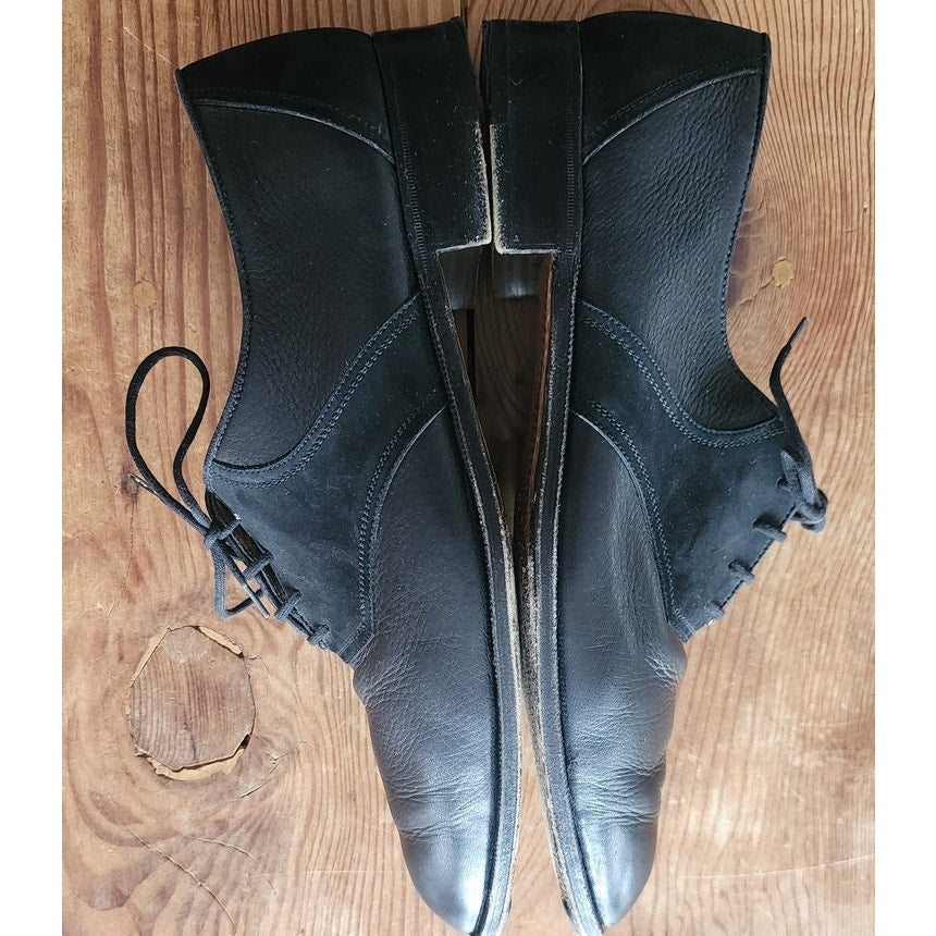Vintage GRAVATI Womens Derby Shoes Black Lace Up Oxfords Suede Leather 10 1/2 N