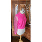 Vintage 90s Pink Silk Jacket Sheer Sleeves Flower Buttons Victoria March Chicago Designer