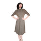 Vintage 40s Brown day Dress w/Belt Nubby Texture Kabro of Houston