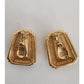 Vintage Art Deco Style Bracelet Clip Earrings Set Gold w/Clear Cut Glass