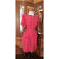 Vintage 1980s Sonia Rykiel Dress Red Polka Dot Rayon Short Sleeved Midi w/Belt