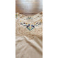 Vintage 70s Peasant Blouse Embroidered Cream Cotton Lace Short Sleeves
