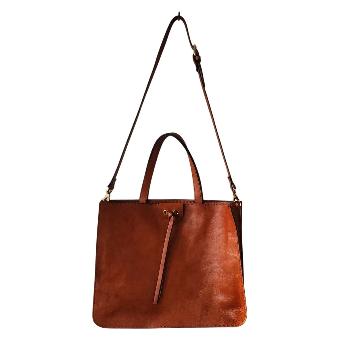 Vintage Alberto Bellucci Italian Leather Tote Messenger Tote Bag Brown Tan