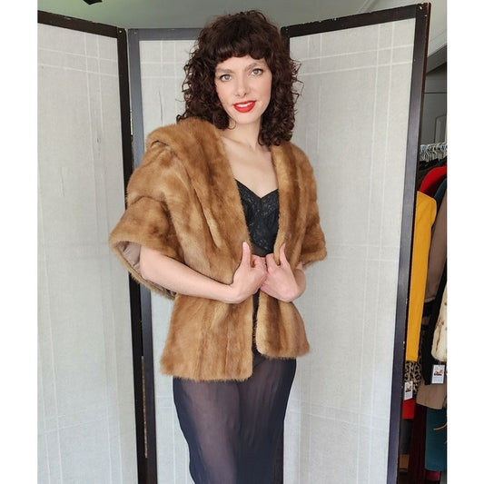 Vintage 50s Brown Mink Fur Wrap
