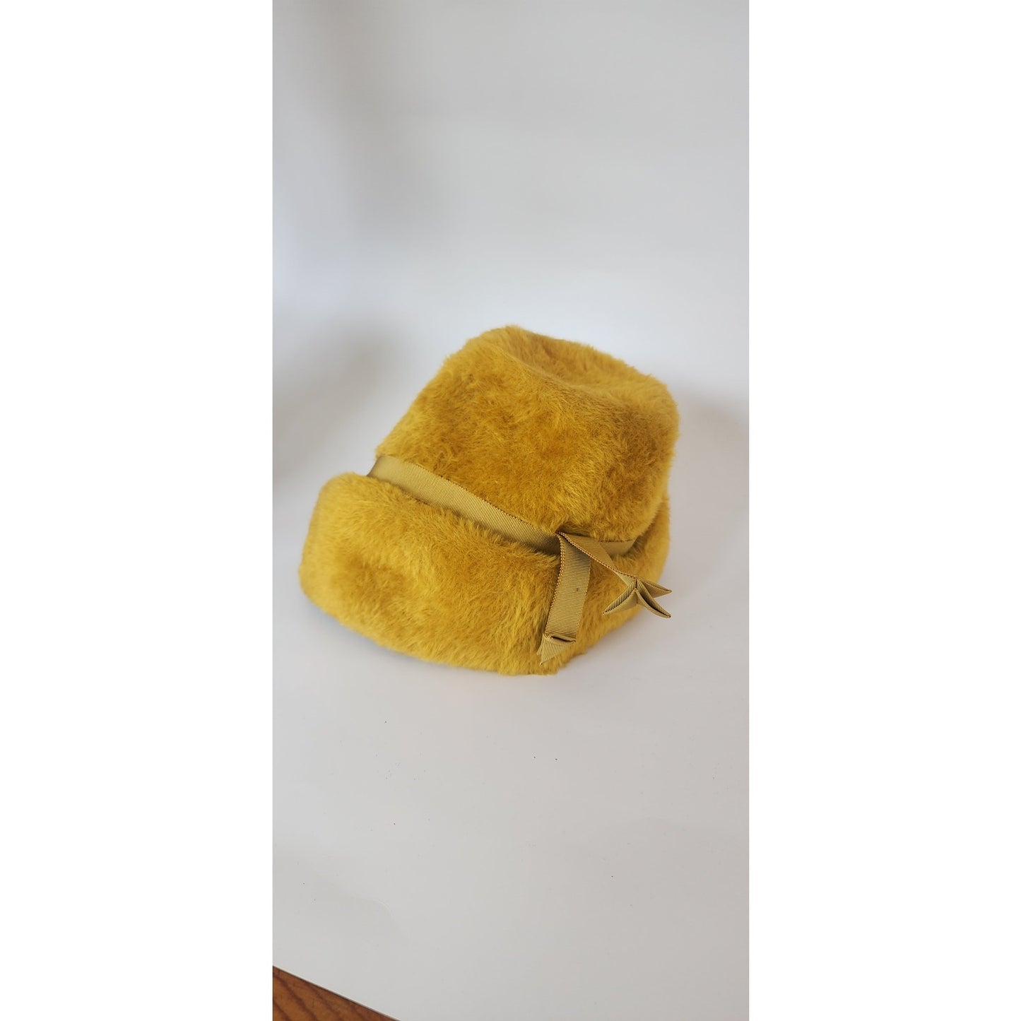 Vintage 1960s Yellow Hat Sally Victor Fuzzy Wool